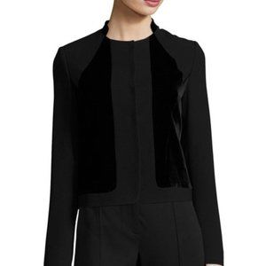 Elie Tahari Kemper Velvet-Combo Cropped Jacket